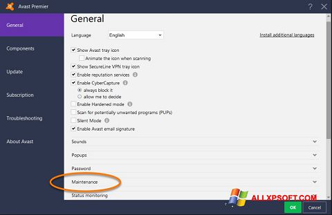 સ્ક્રીનશૉટ Avast Windows XP