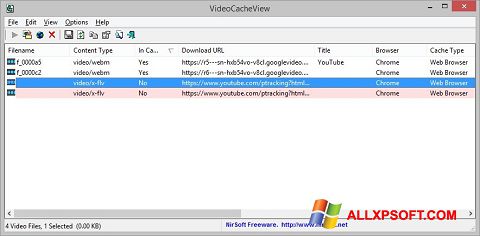 સ્ક્રીનશૉટ VideoCacheView Windows XP