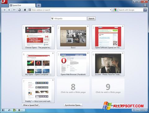 સ્ક્રીનશૉટ Opera Windows XP