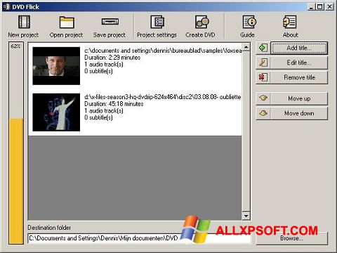 સ્ક્રીનશૉટ DVD Flick Windows XP