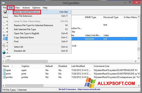 સ્ક્રીનશૉટ Unassociate File Types Windows XP