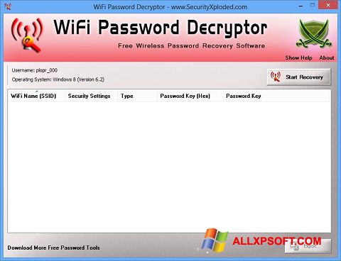 સ્ક્રીનશૉટ WiFi Password Decryptor Windows XP