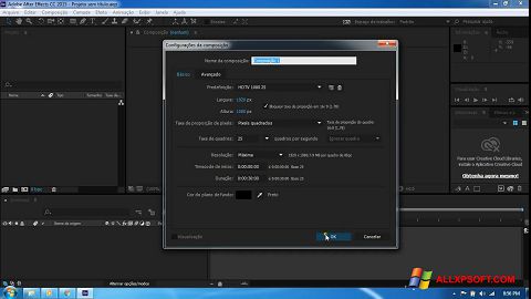 સ્ક્રીનશૉટ Adobe After Effects CC Windows XP