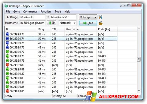 સ્ક્રીનશૉટ Angry IP Scanner Windows XP