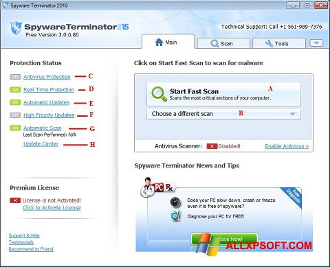 સ્ક્રીનશૉટ Spyware Terminator Windows XP