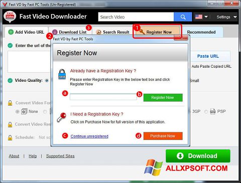 સ્ક્રીનશૉટ Fast Video Downloader Windows XP