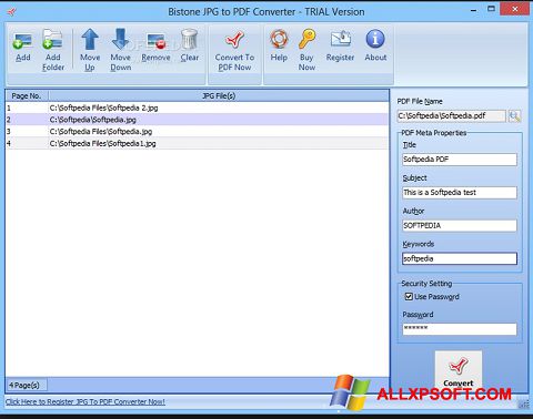 સ્ક્રીનશૉટ Image To PDF Converter Windows XP