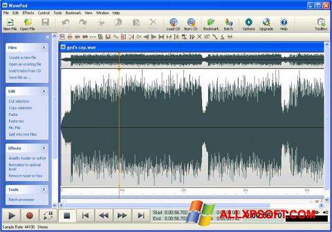 સ્ક્રીનશૉટ WavePad Sound Editor Windows XP