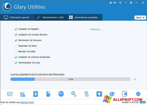 સ્ક્રીનશૉટ Glary Utilities Windows XP