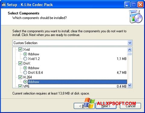 સ્ક્રીનશૉટ K-Lite Codec Pack Windows XP