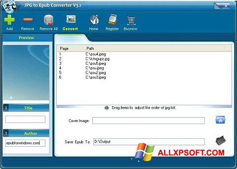 સ્ક્રીનશૉટ Epub Reader Windows XP
