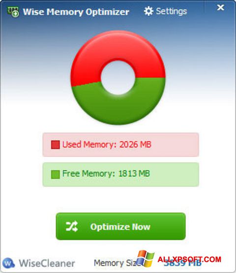સ્ક્રીનશૉટ Wise Memory Optimizer Windows XP