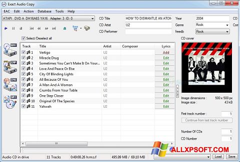 સ્ક્રીનશૉટ Exact Audio Copy Windows XP