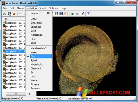 સ્ક્રીનશૉટ Apophysis Windows XP
