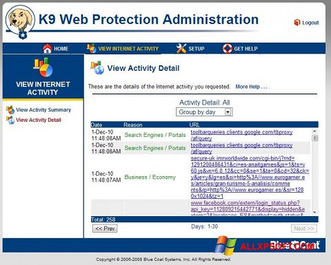 સ્ક્રીનશૉટ K9 Web Protection Windows XP