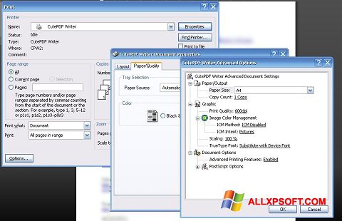 સ્ક્રીનશૉટ CutePDF Writer Windows XP