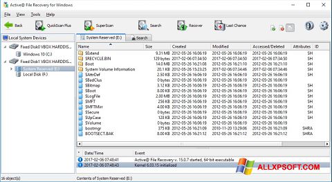 સ્ક્રીનશૉટ Active File Recovery Windows XP