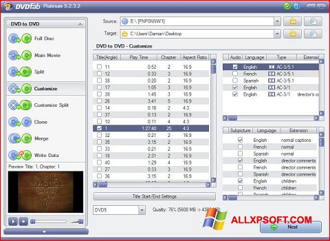 સ્ક્રીનશૉટ DVDFab Windows XP