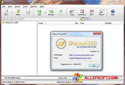 સ્ક્રીનશૉટ PowerISO Windows XP