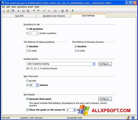 સ્ક્રીનશૉટ easyQuizzy Windows XP