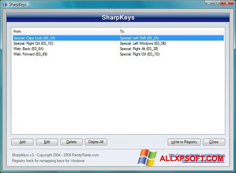 સ્ક્રીનશૉટ SharpKeys Windows XP