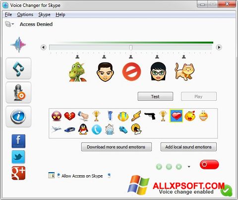 સ્ક્રીનશૉટ Skype Voice Changer Windows XP