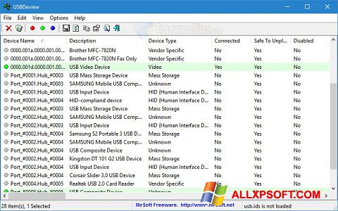 સ્ક્રીનશૉટ USBDeview Windows XP