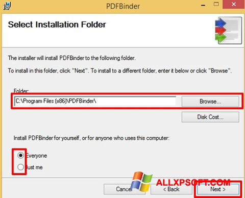 સ્ક્રીનશૉટ PDFBinder Windows XP