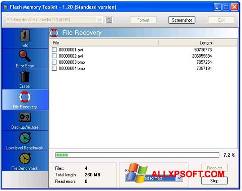 સ્ક્રીનશૉટ Flash Memory Toolkit Windows XP