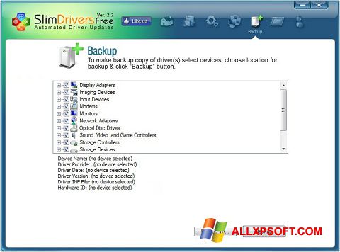 સ્ક્રીનશૉટ SlimDrivers Windows XP
