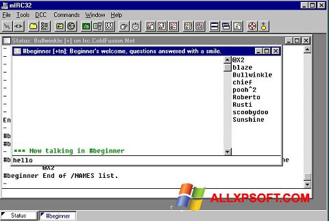 સ્ક્રીનશૉટ mIRC Windows XP