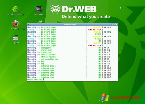 સ્ક્રીનશૉટ Dr.Web LiveCD Windows XP