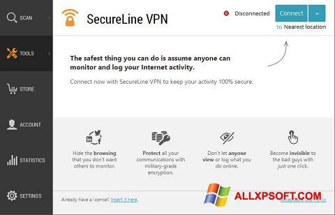 સ્ક્રીનશૉટ Avast SecureLine VPN Windows XP