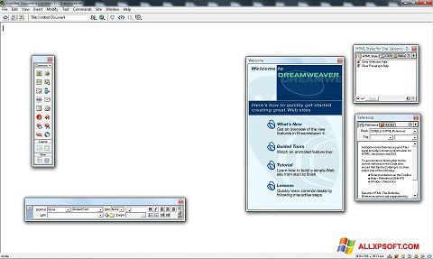 સ્ક્રીનશૉટ Macromedia Dreamweaver Windows XP