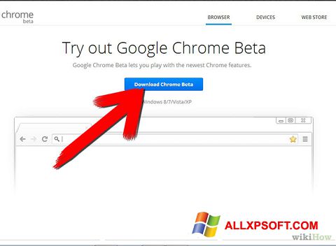 સ્ક્રીનશૉટ Google Chrome Beta Windows XP