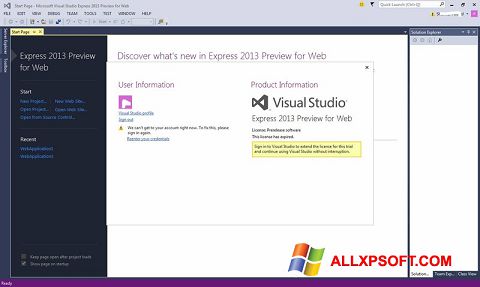 સ્ક્રીનશૉટ Microsoft Visual Studio Express Windows XP