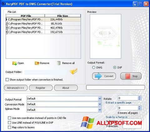 સ્ક્રીનશૉટ PDF to DWG Converter Windows XP