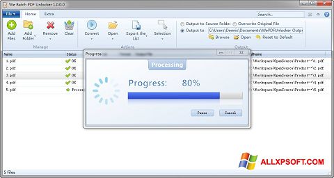 સ્ક્રીનશૉટ PDF Unlocker Windows XP