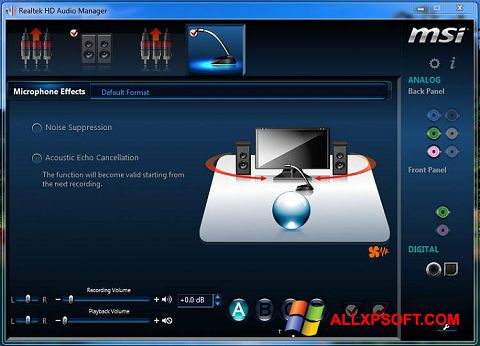 સ્ક્રીનશૉટ Realtek Audio Driver Windows XP