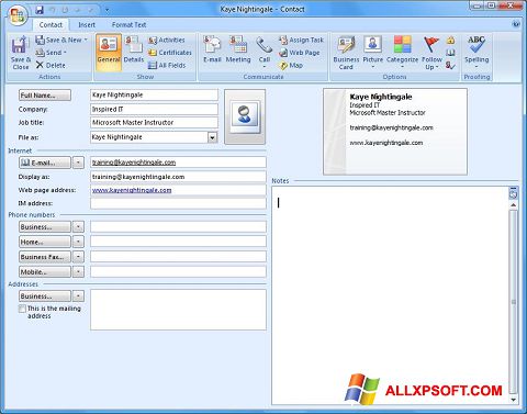 સ્ક્રીનશૉટ Microsoft Outlook Windows XP