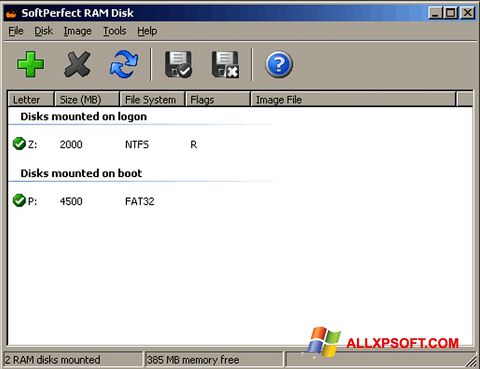 સ્ક્રીનશૉટ SoftPerfect RAM Disk Windows XP