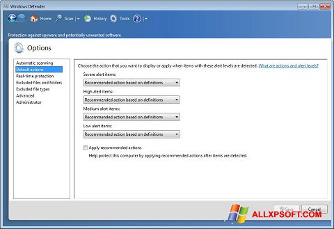 સ્ક્રીનશૉટ Windows Defender Windows XP