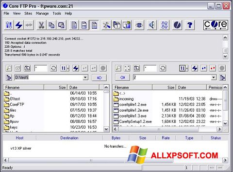સ્ક્રીનશૉટ Core FTP Windows XP