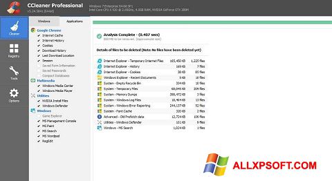 સ્ક્રીનશૉટ CCleaner Professional Plus Windows XP