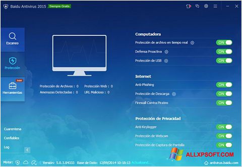 સ્ક્રીનશૉટ Baidu Antivirus Windows XP