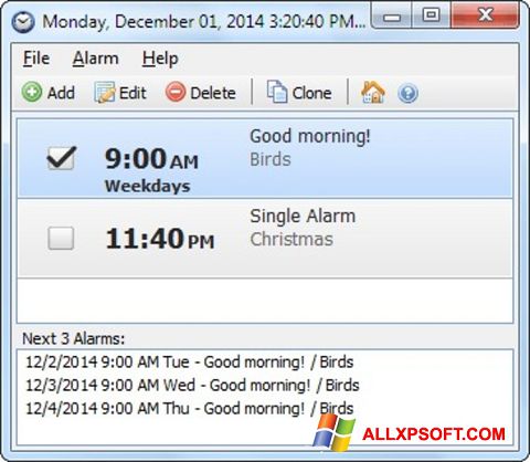 સ્ક્રીનશૉટ Free Alarm Clock Windows XP