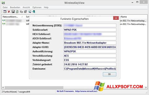 સ્ક્રીનશૉટ WirelessKeyView Windows XP