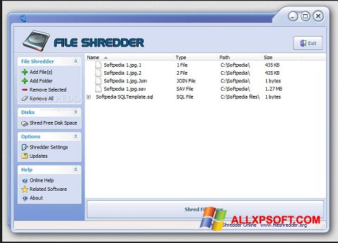 સ્ક્રીનશૉટ File Shredder Windows XP