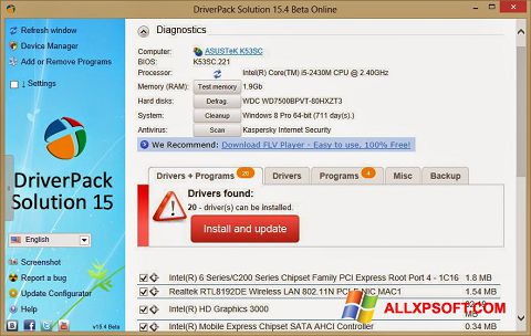 સ્ક્રીનશૉટ DriverPack Solution Online Windows XP