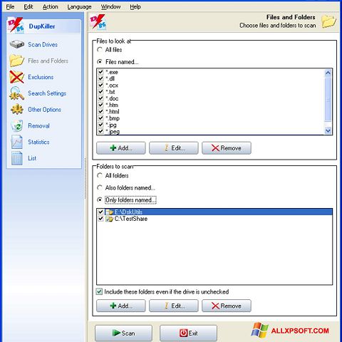 સ્ક્રીનશૉટ DupKiller Windows XP